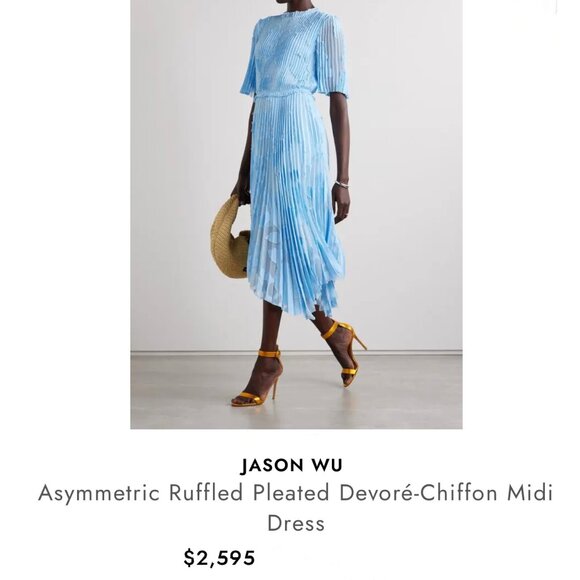 JASON WU COLLECTION Asymmetric pleated devoré-chiffon midi dress Size 6 NEW - Picture 10 of 13